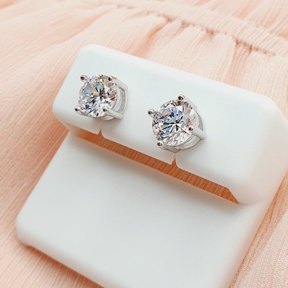 7MM S925 Sterling Silver CZ Stud Earrings for Women/Girl, US19251017 - Picture 12 of 14